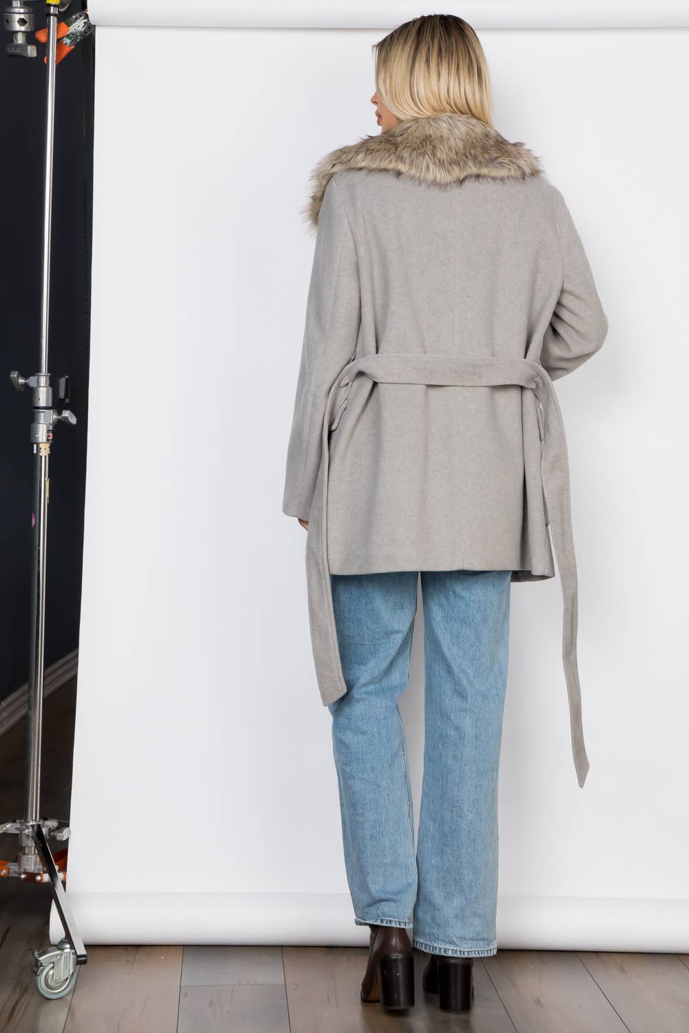 The Aspen Ridge Faux Fur Belted Coat