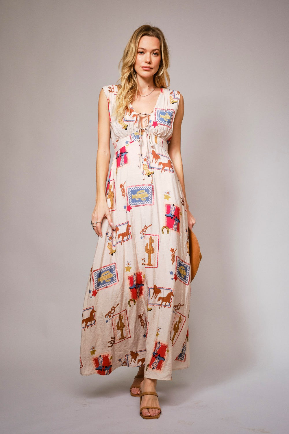 The Ruby Western Tie Front Maxi Dress