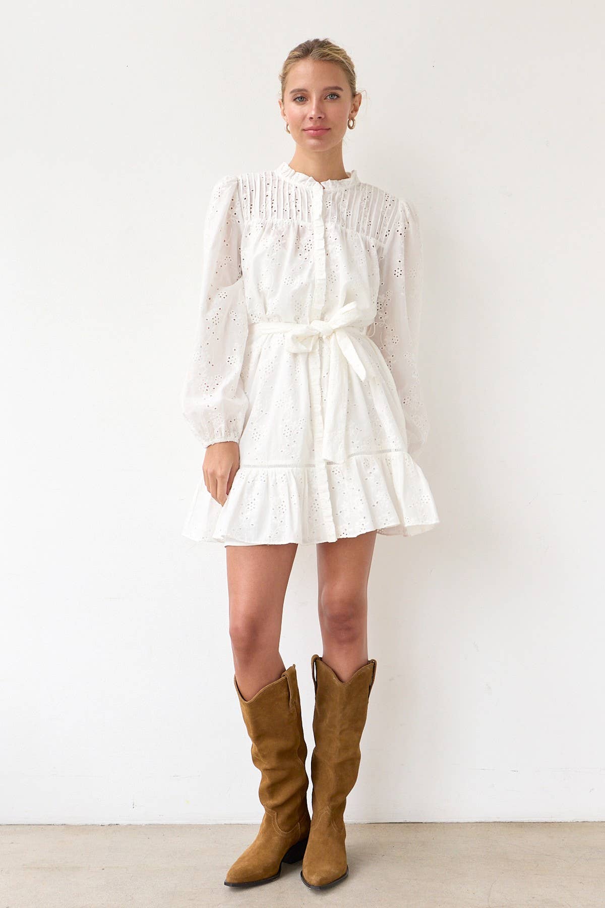 The Callie Ruffle Eyelet Dress