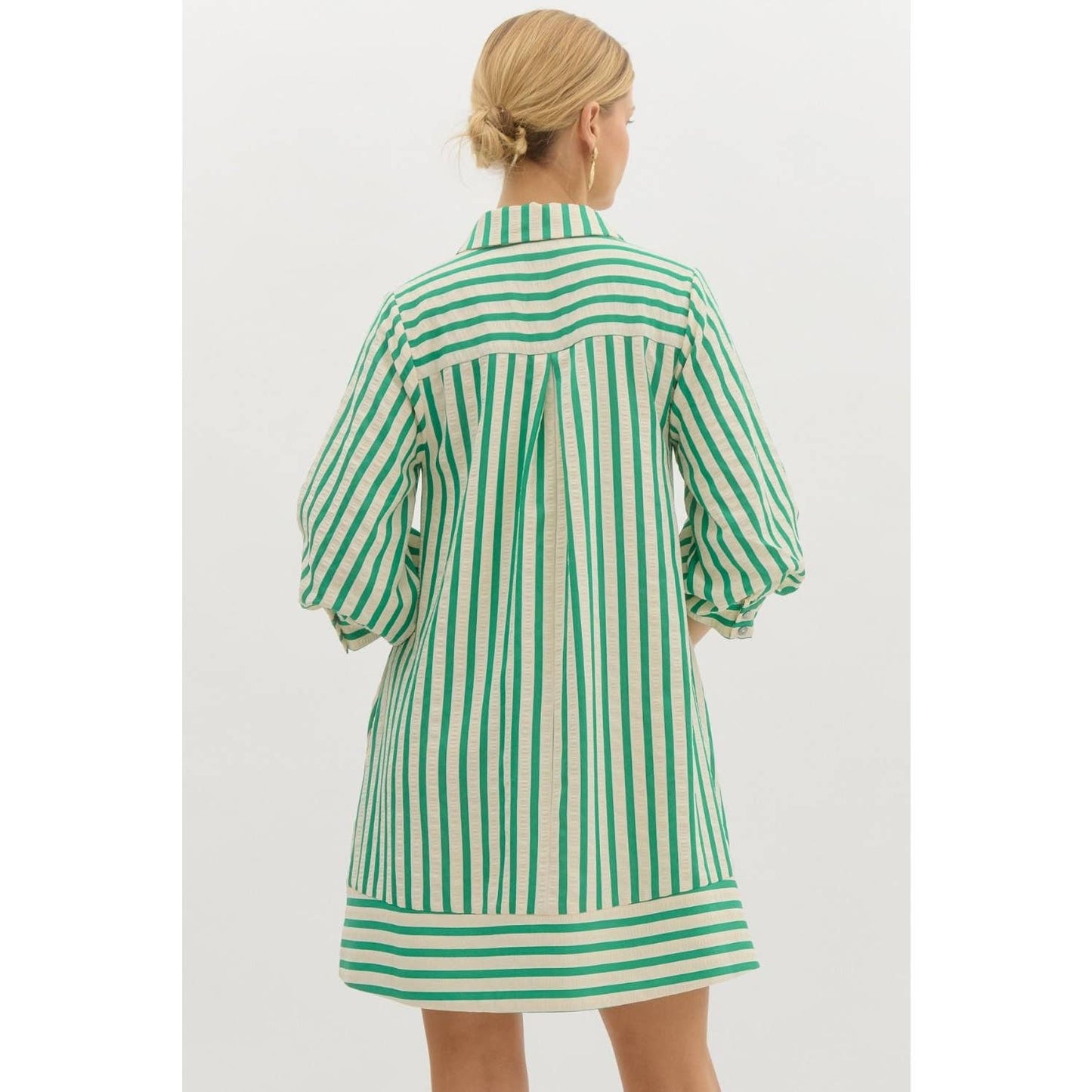 The Wynonna Green Stripe Seersucker Mini Dress