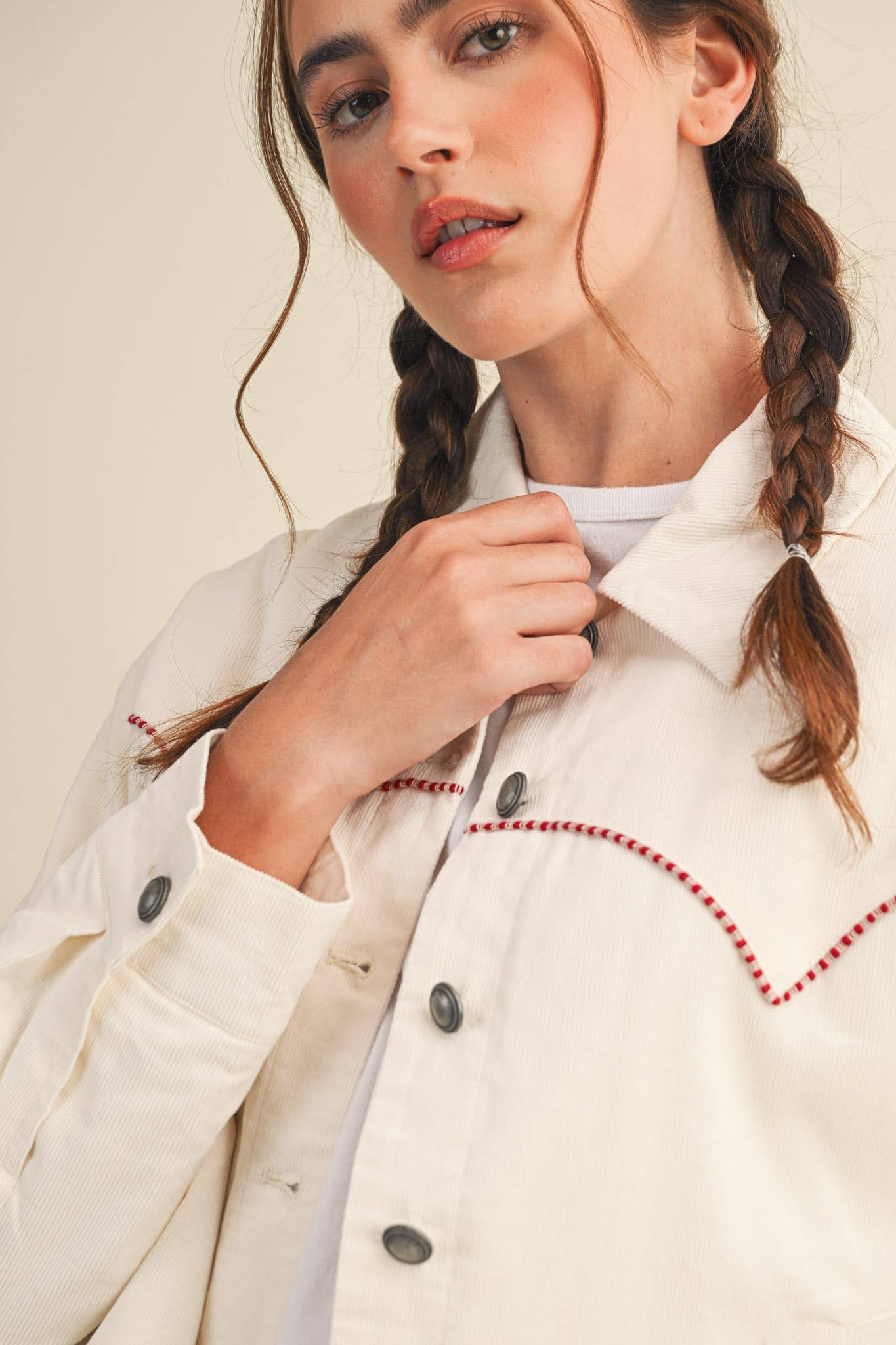 The Evie Floral Embroidered Corduroy Jacket