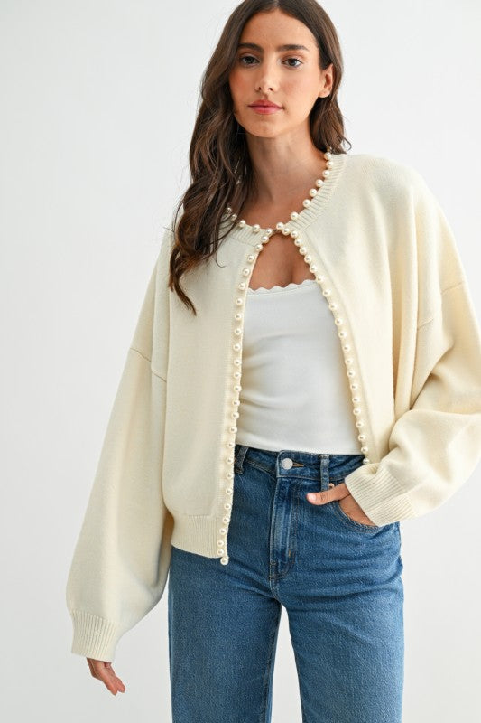 The Ava Pearl Embellished Cardigan