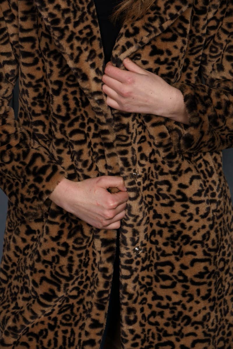 Printed Soft Faux Fur Overcoat