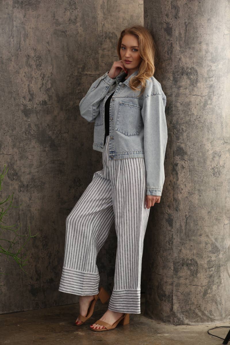The Gwen Denim Oversized Crop Jacket With Big Pockets