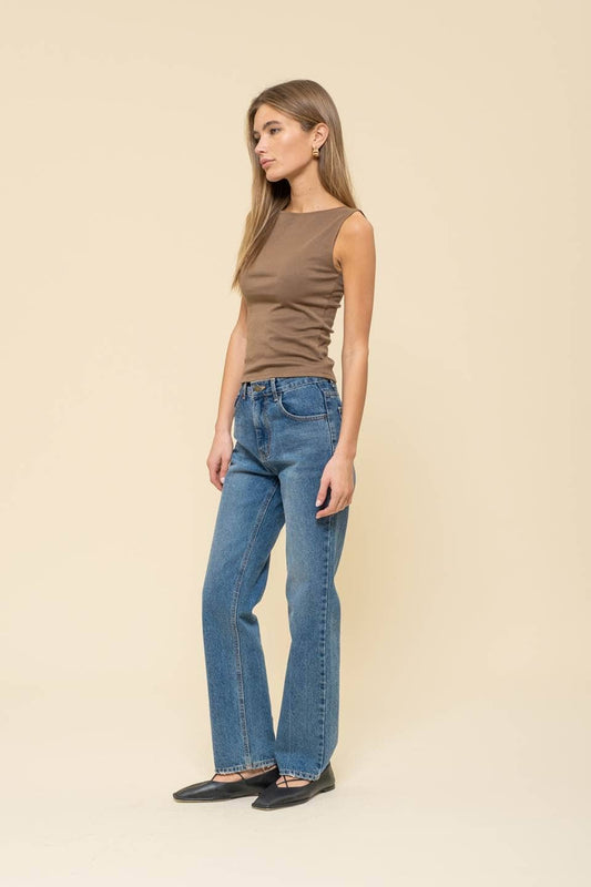 The Twila Sleeveless Knit Tank Top in Mocha