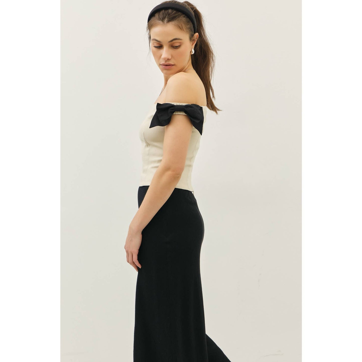 The Bethany Bow Detail Off The Shoulder Top
