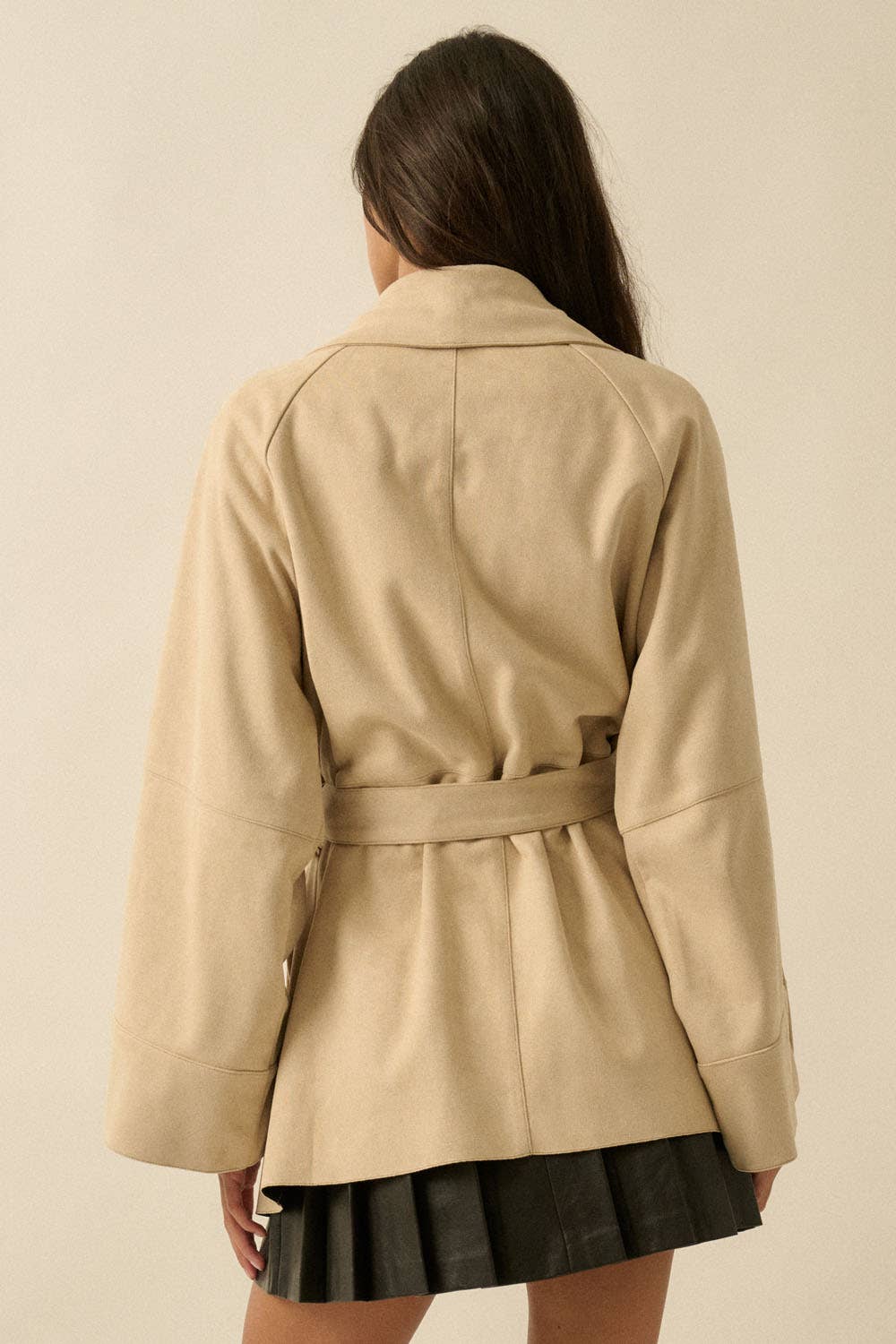 Sierra Sandstone Faux Suede Trench Coat
