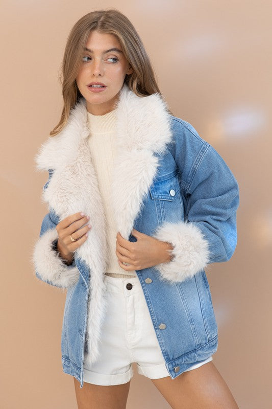 The Dakota Faux Fur Denim Jacket