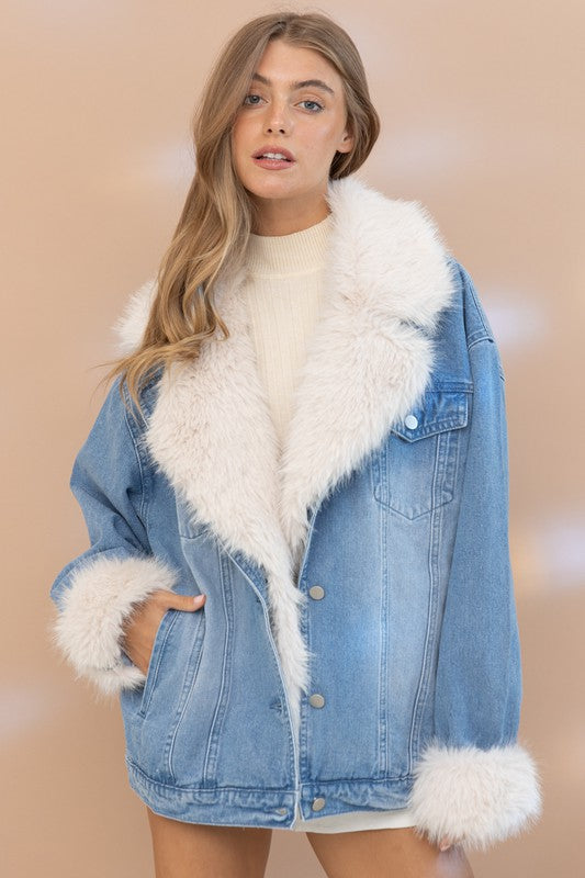 The Dakota Faux Fur Denim Jacket