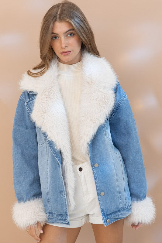 The Dakota Faux Fur Denim Jacket