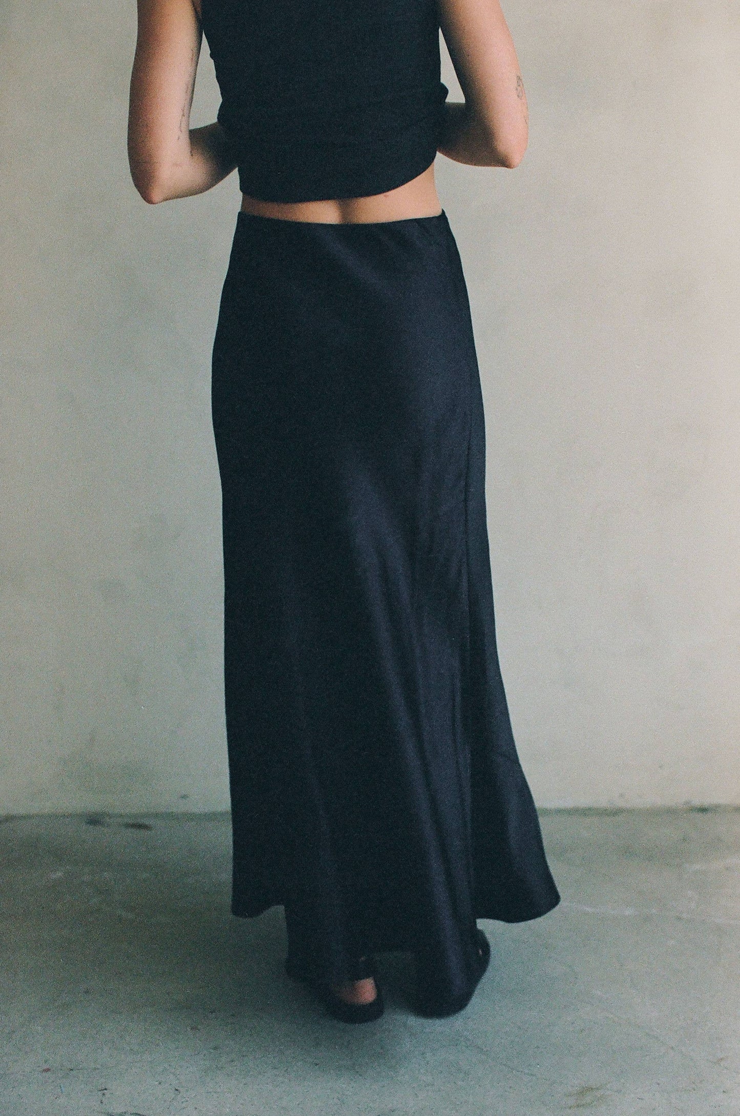 The Crystal Spandex Satin Maxi Skirt