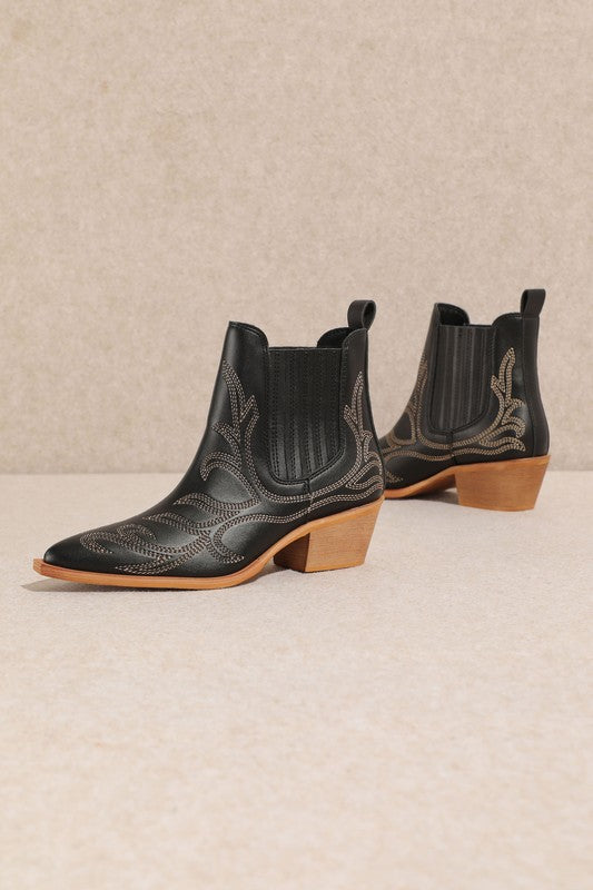 The Brielle Black Ankle Western Booties