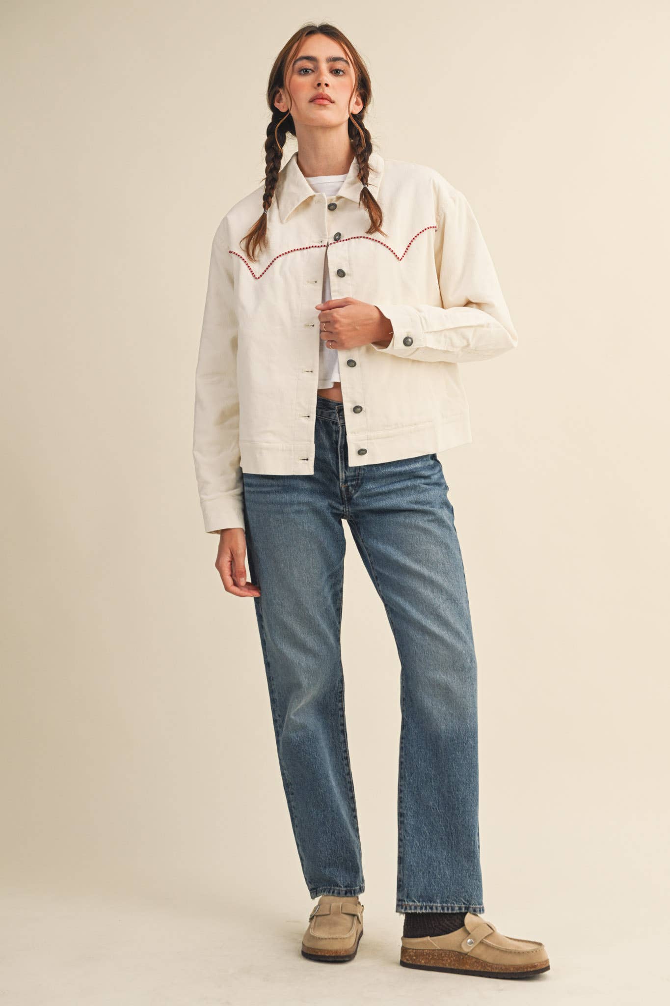 The Evie Floral Embroidered Corduroy Jacket