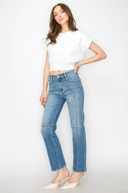 The Fae Western Detailed High Rise Straight Jeans