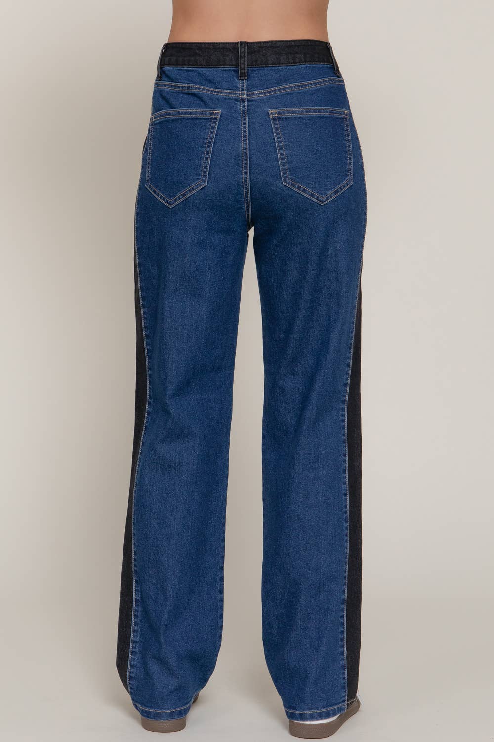 The Valerie Side Contrast Color Straight Fit Denim Pants