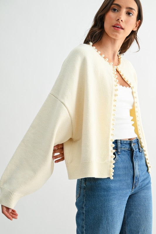 The Ava Pearl Embellished Cardigan