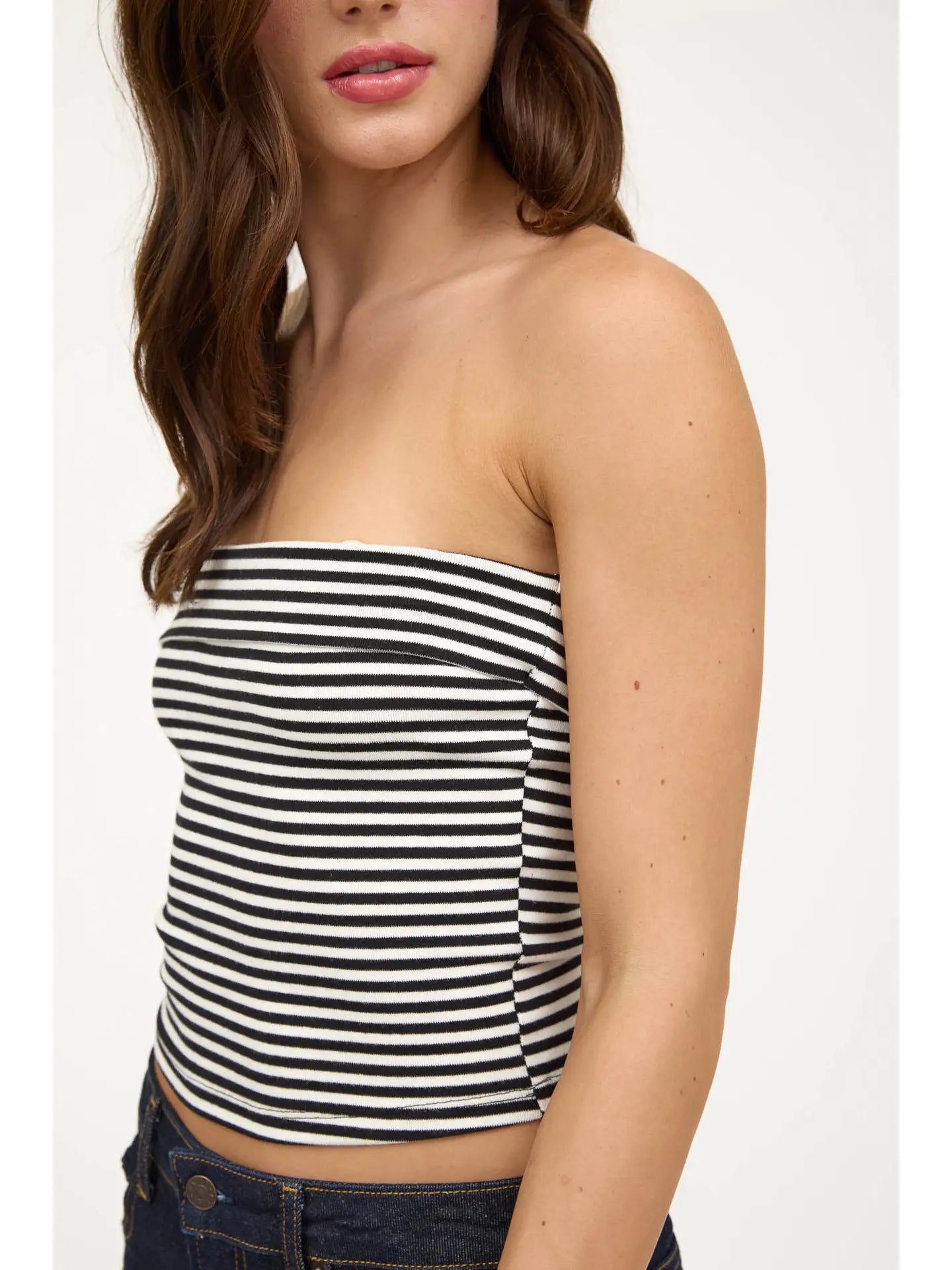 The Ariel Stripe Fold over Knit Top