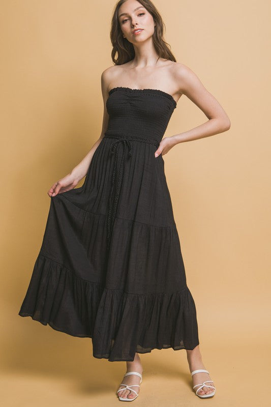 The Shannon Smocked Strapless Maxi Dress
