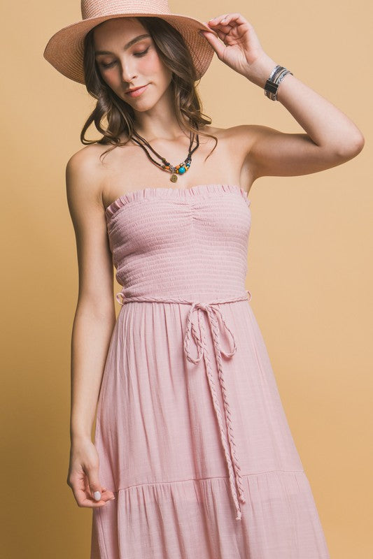 The Shannon Smocked Strapless Maxi Dress