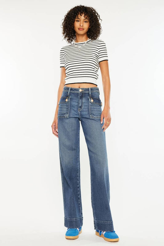 The Aurora Gold Button Jeans