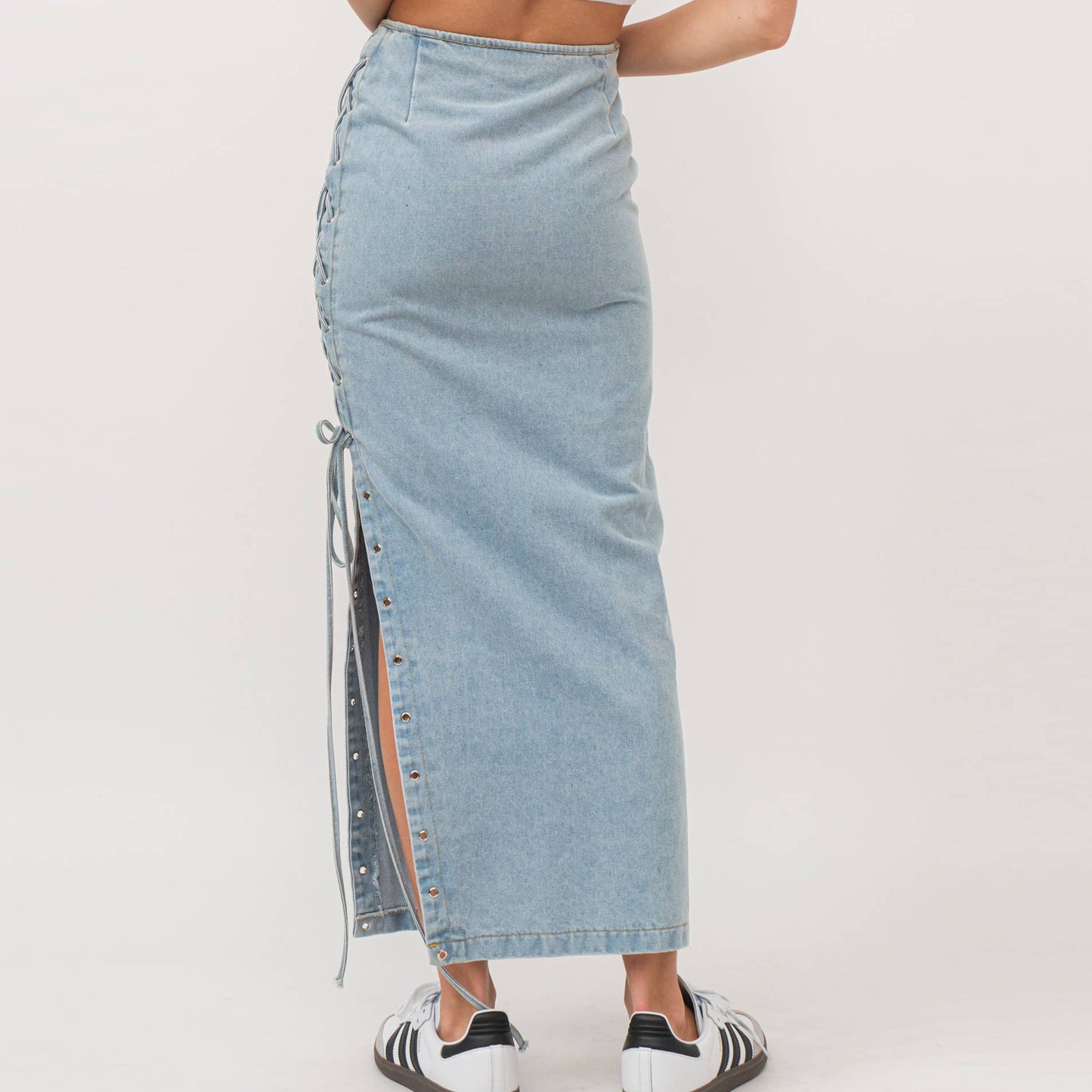 The Esme Lace Up Maxi Skirt