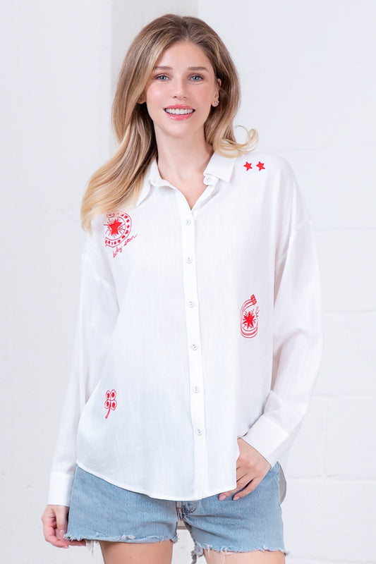 The Gigi White Embroidered Shirt