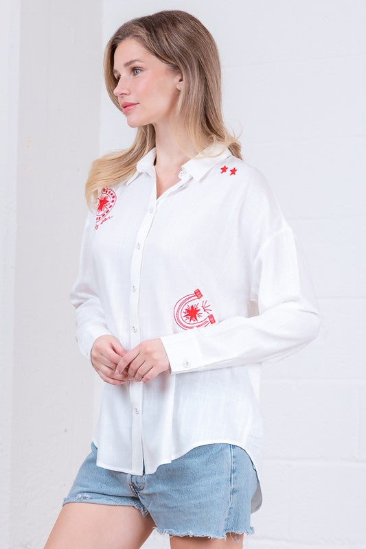 The Gigi White Embroidered Shirt