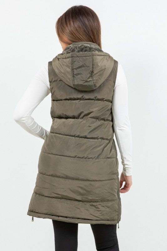 The Aspen Fur Lined Long Puffer Vest