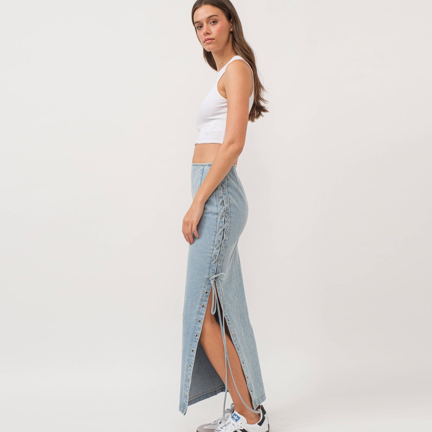 The Esme Lace Up Maxi Skirt