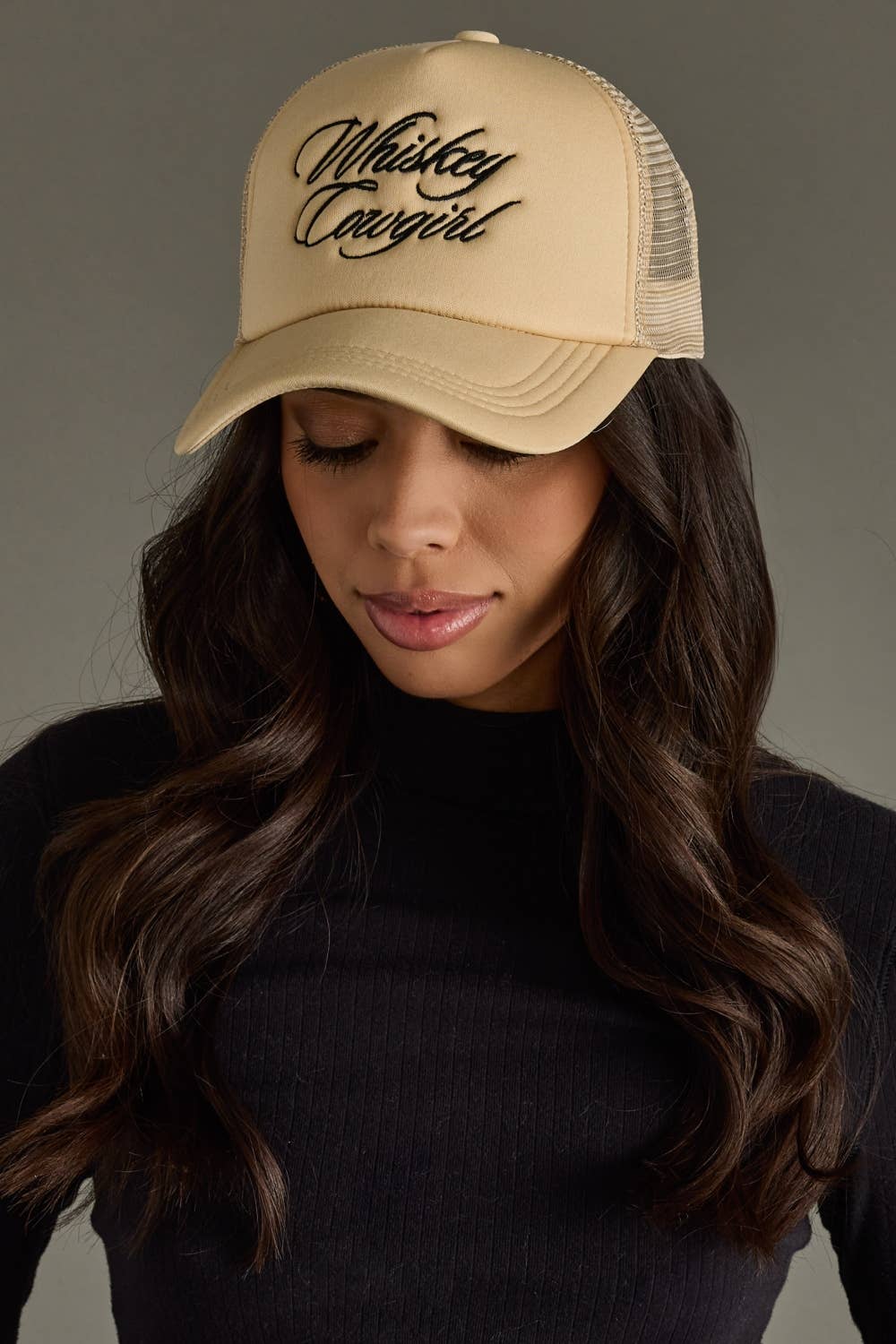 Tan Whiskey Cowgirl Trucker Hat