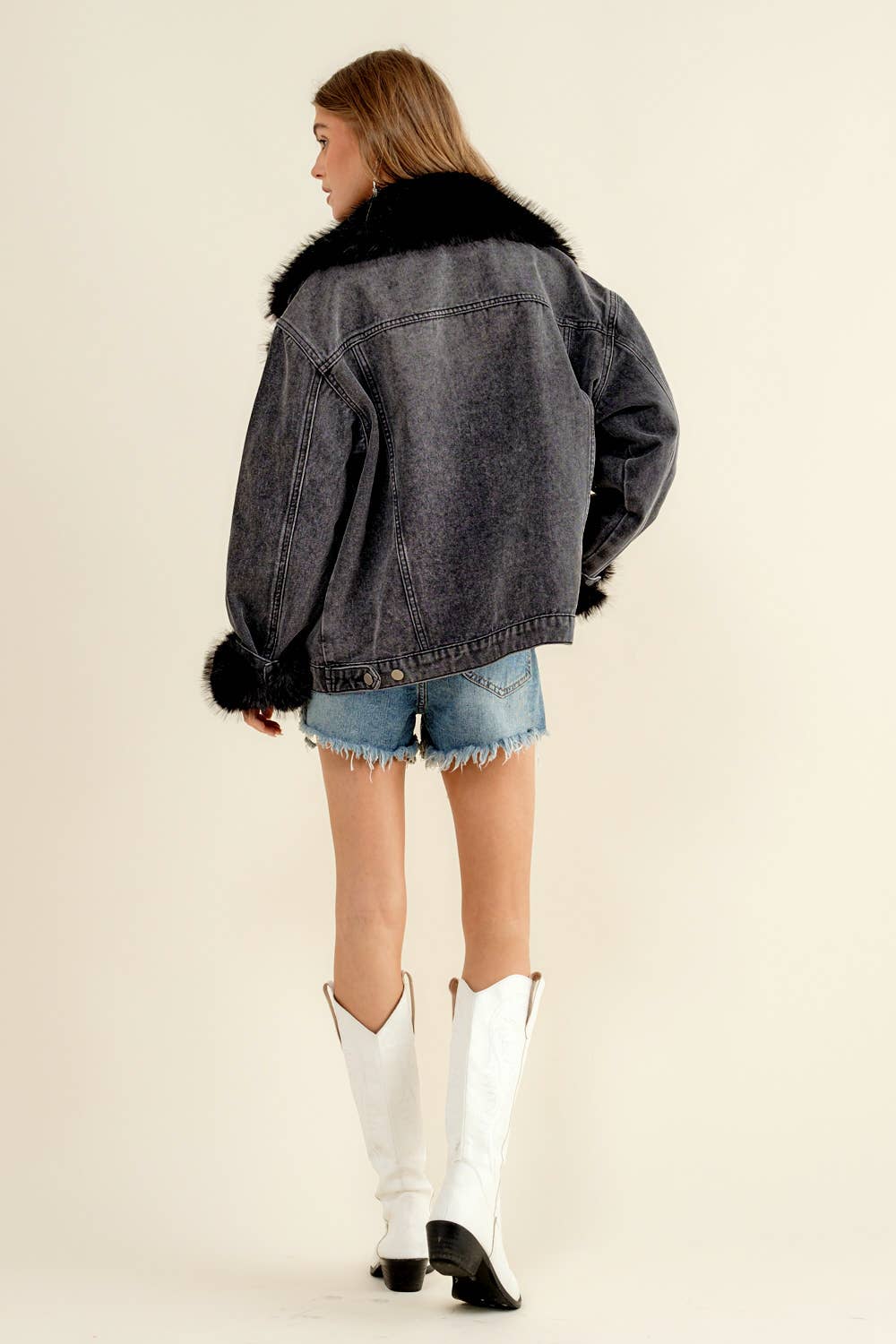 The Dakota Luxe Denim Jacket with Removable Faux Fur Collar