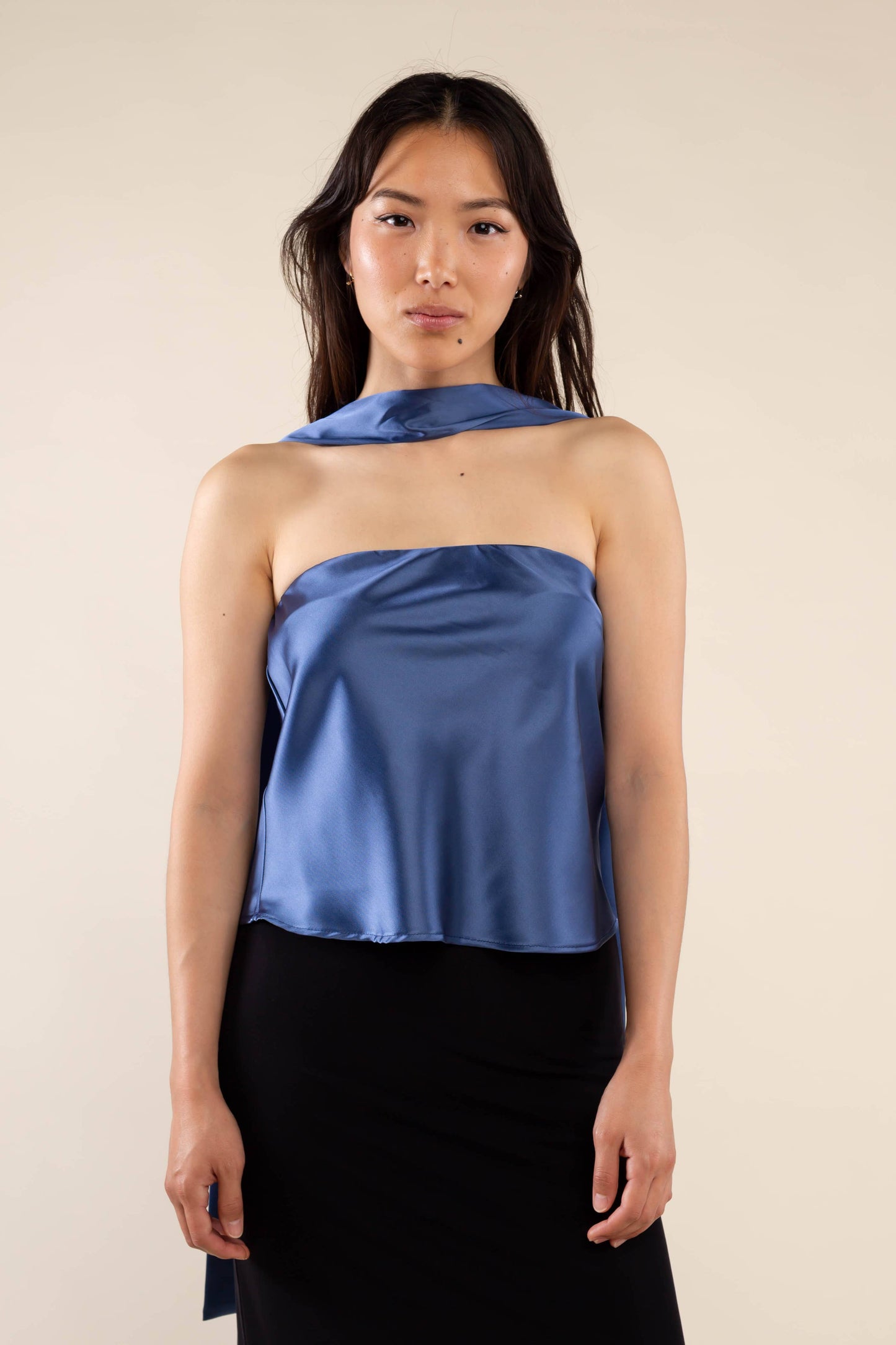 Sapphire Satin Scarf Top