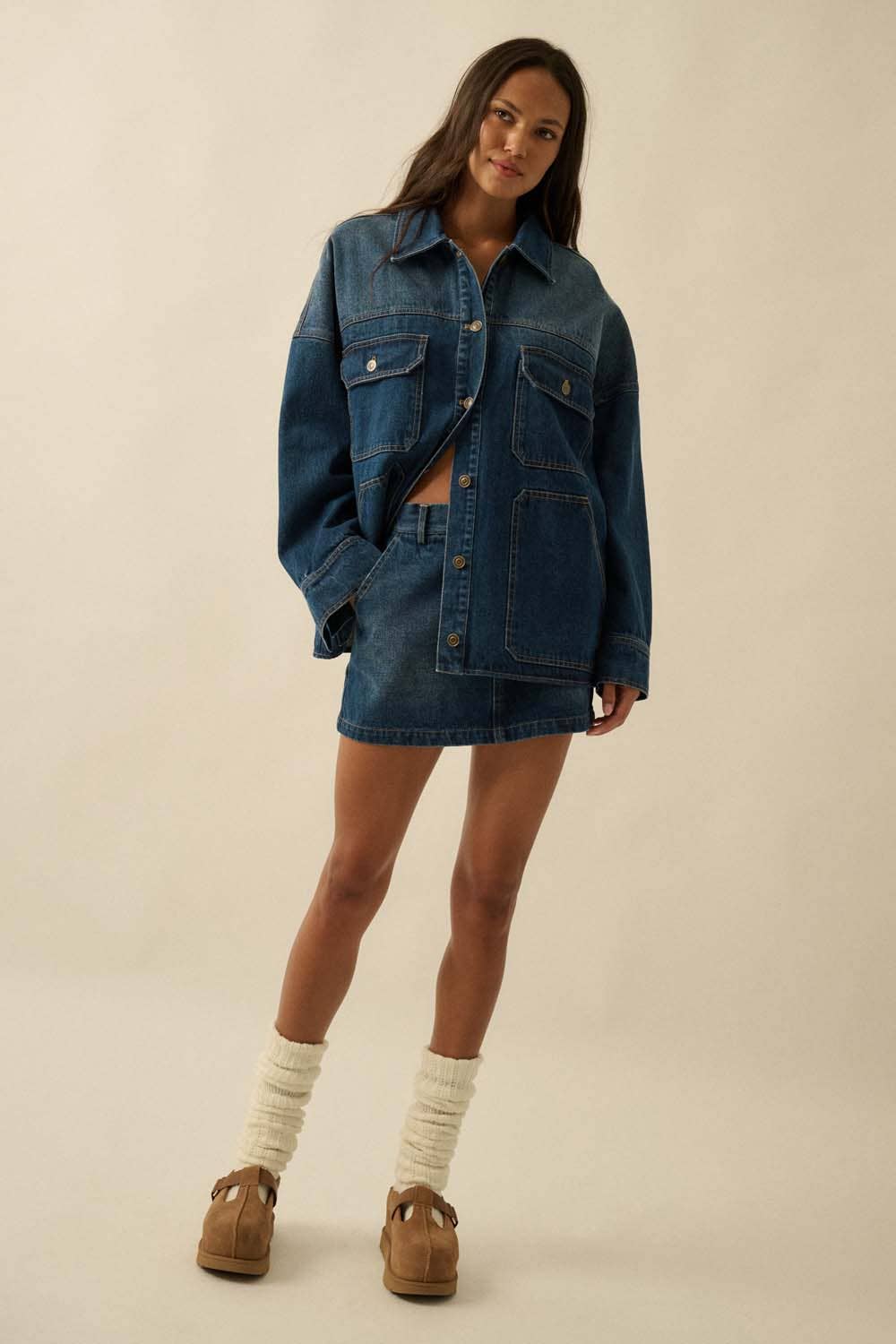 The Western Blues Ombre Oversized Denim Jacket