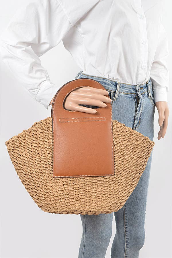 Straw Fan Clutch Bag