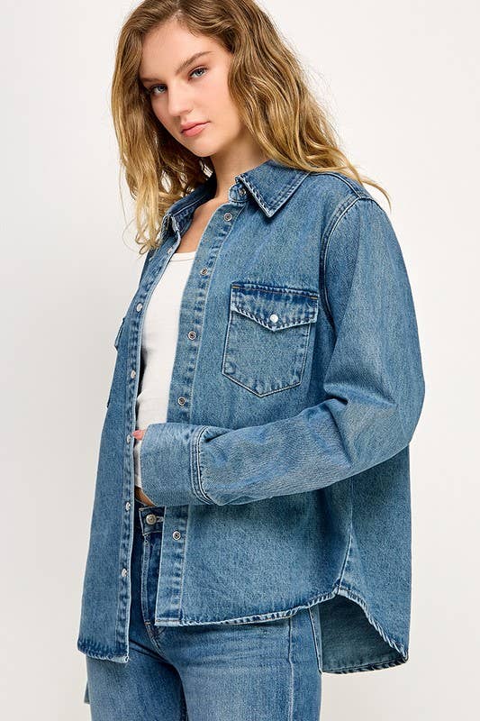 The Logan Western Denim Relaxed Fit Snap Button Down