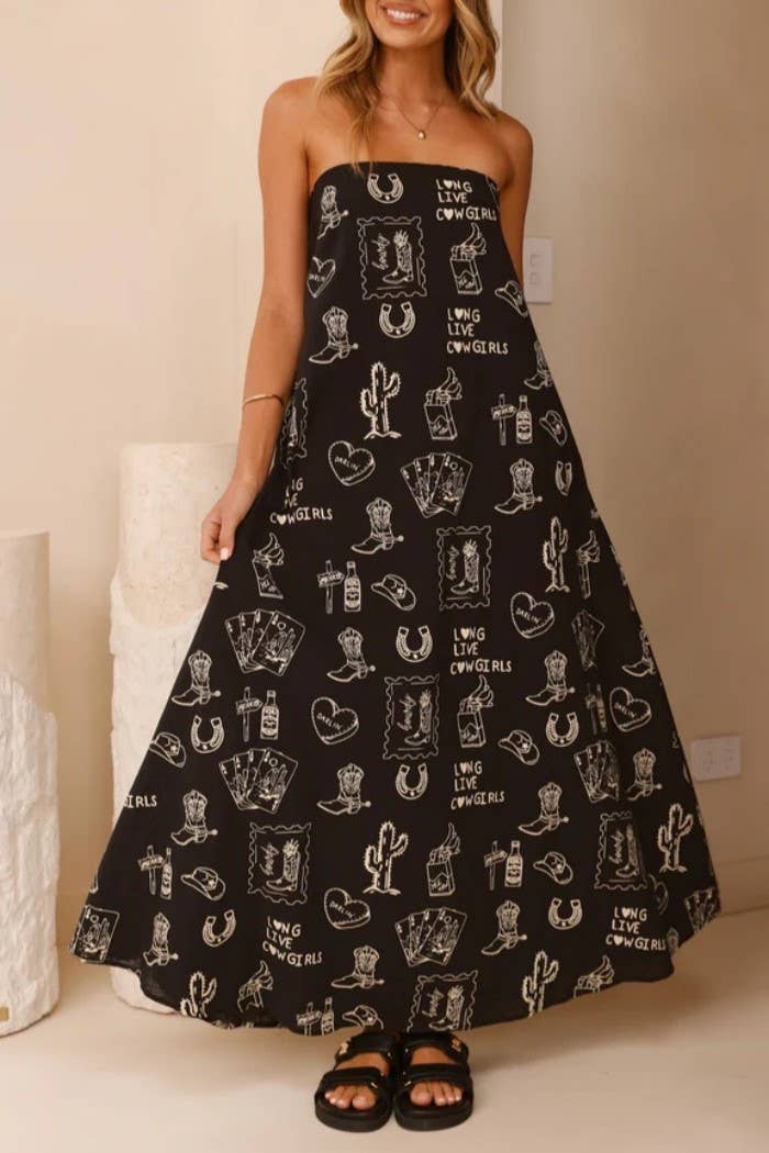 Long Live Cowgirls Strapless Maxi Dress