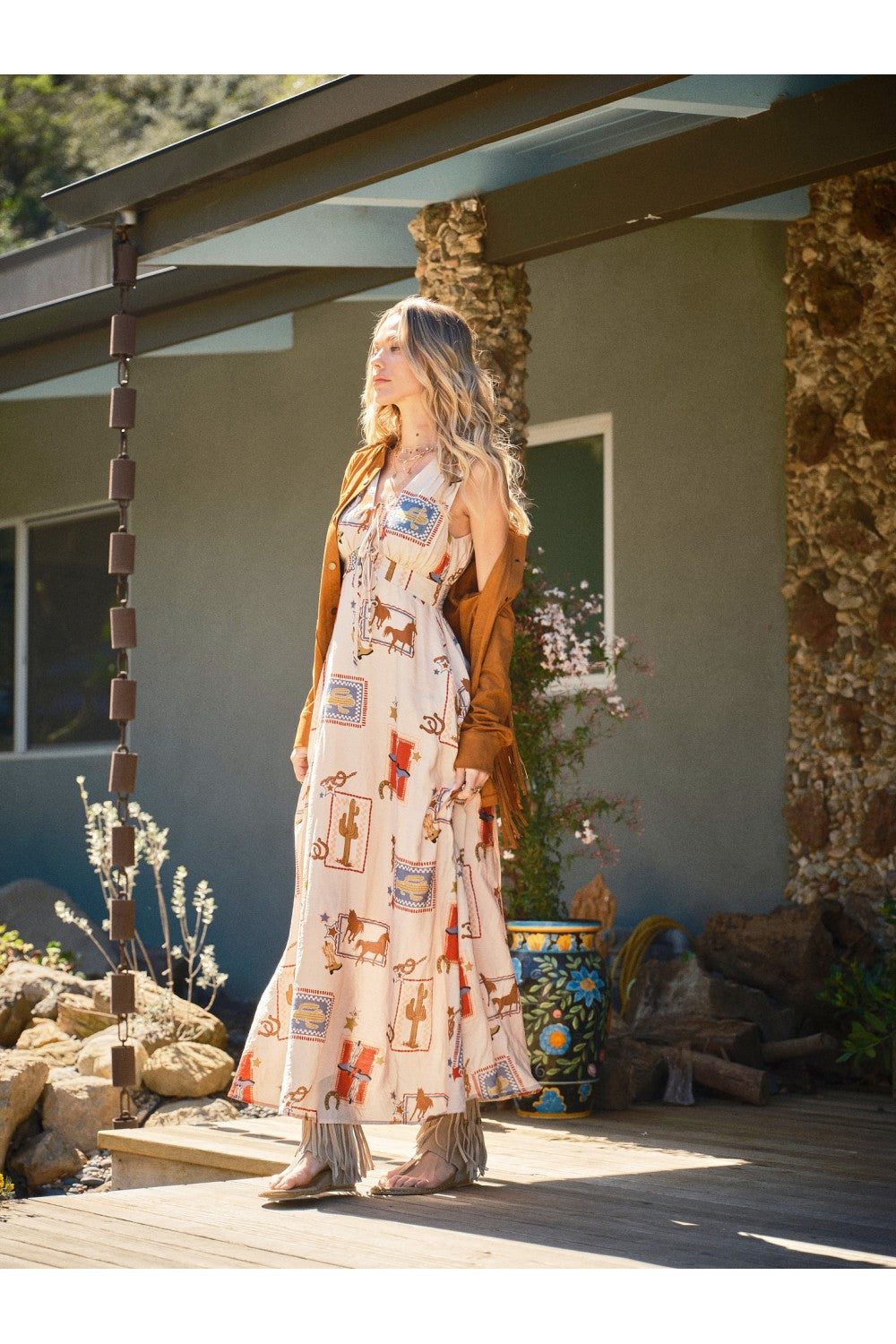 The Ruby Western Tie Front Maxi Dress