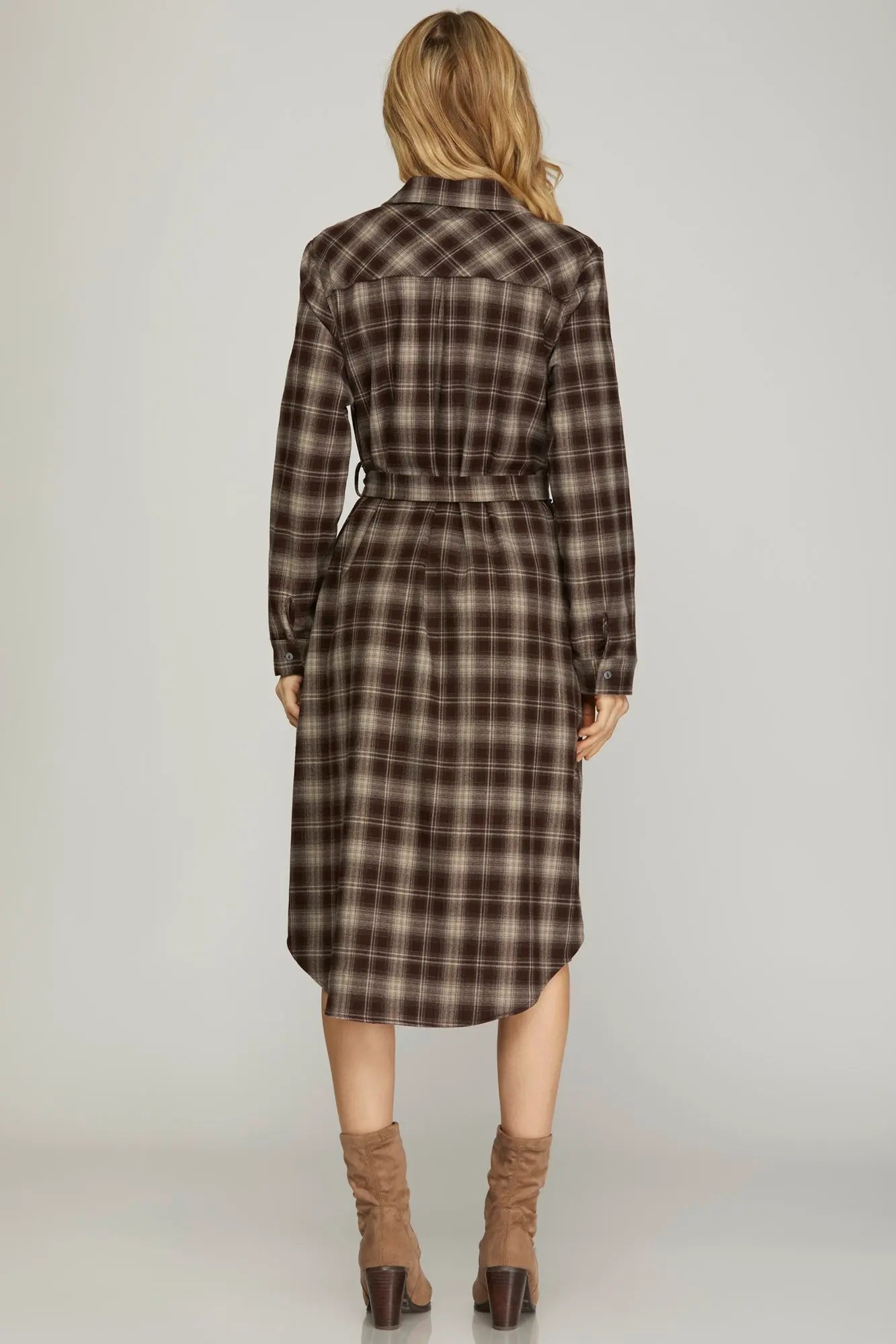 The Maribel Plaid Shirt Dress