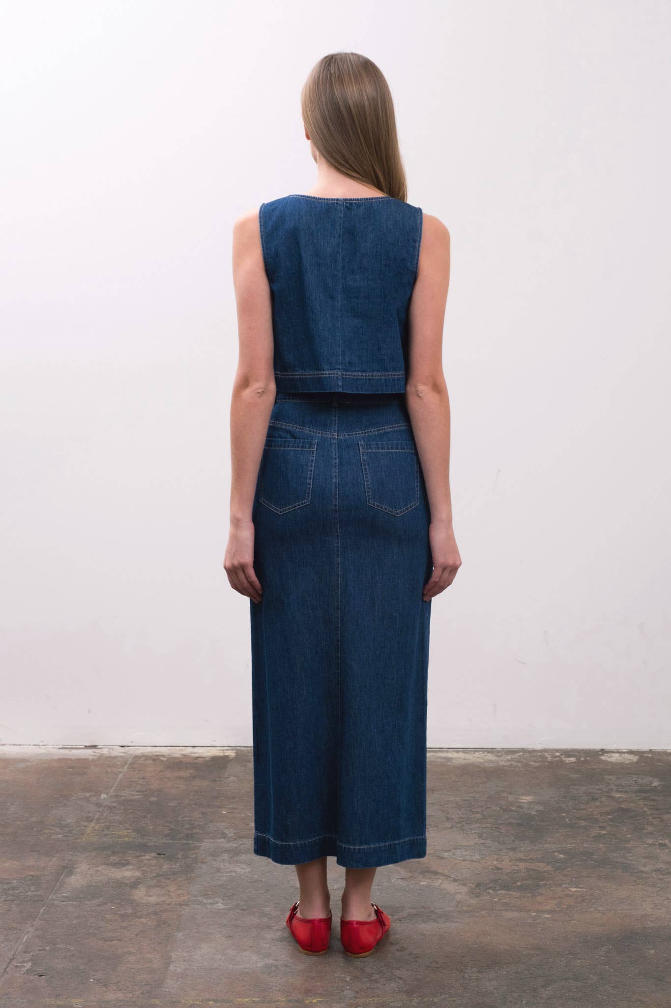 The Diana Denim Midi Skirt Set