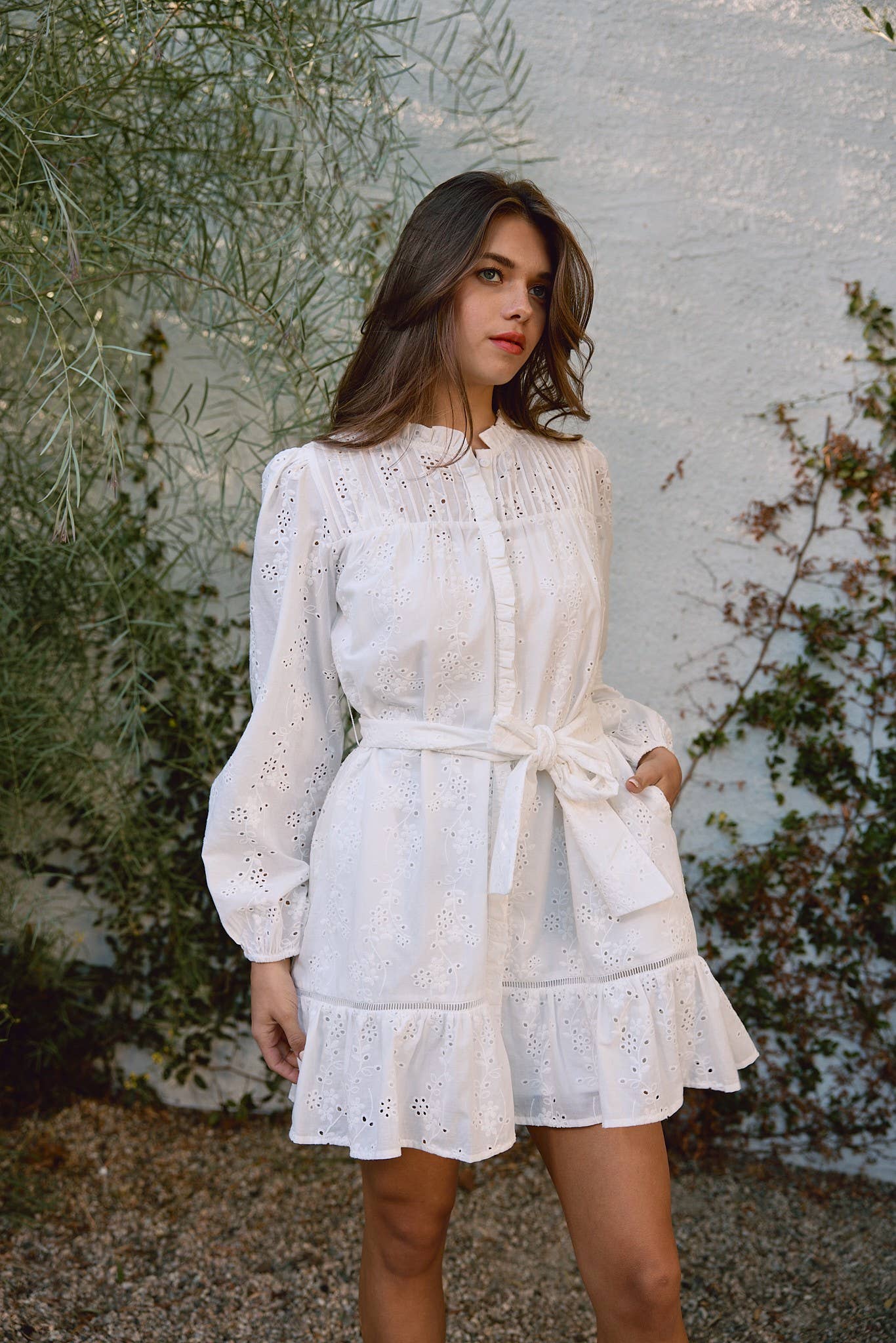 The Callie Ruffle Eyelet Dress