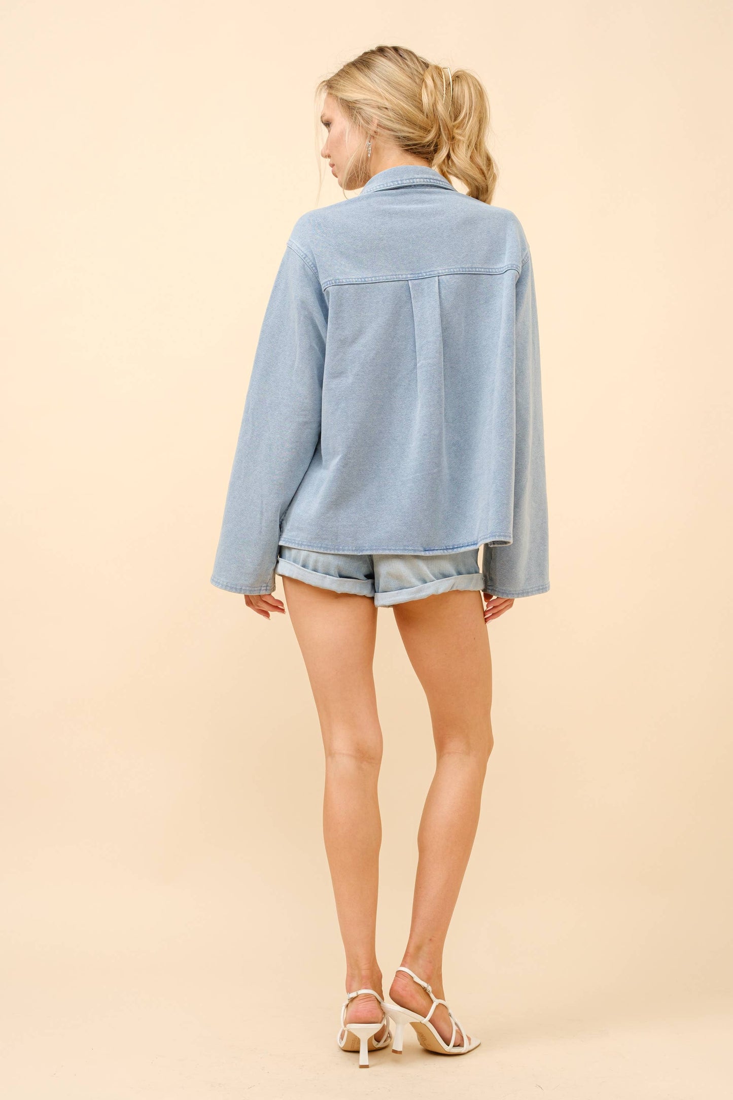 Sweatshirt Denim Wash Shirt Jacket