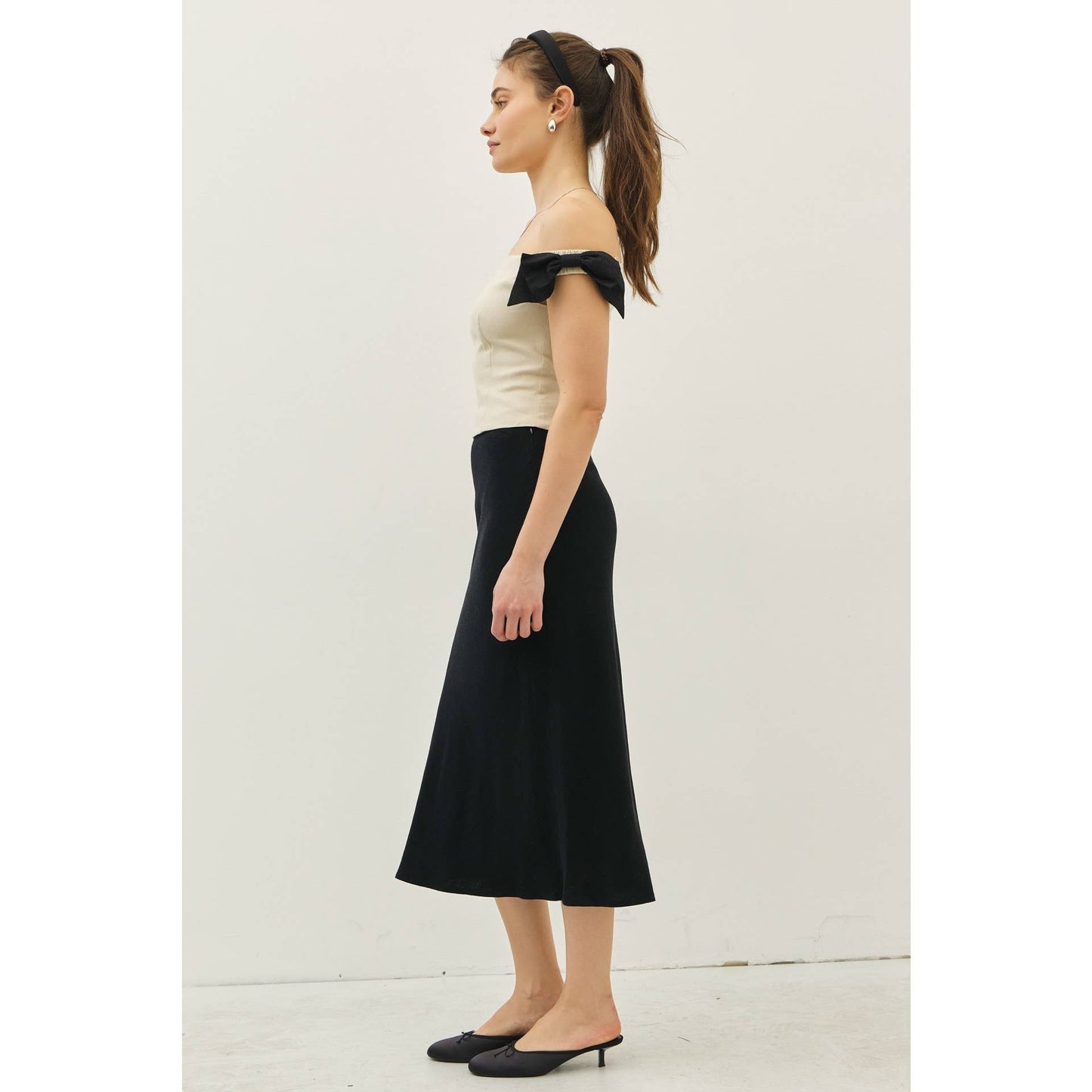 The Bethany Bow Detail Off The Shoulder Top