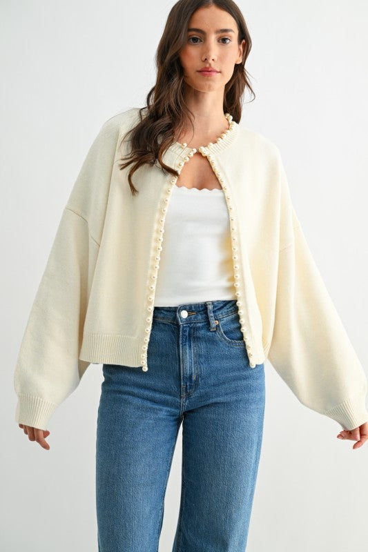 The Ava Pearl Embellished Cardigan