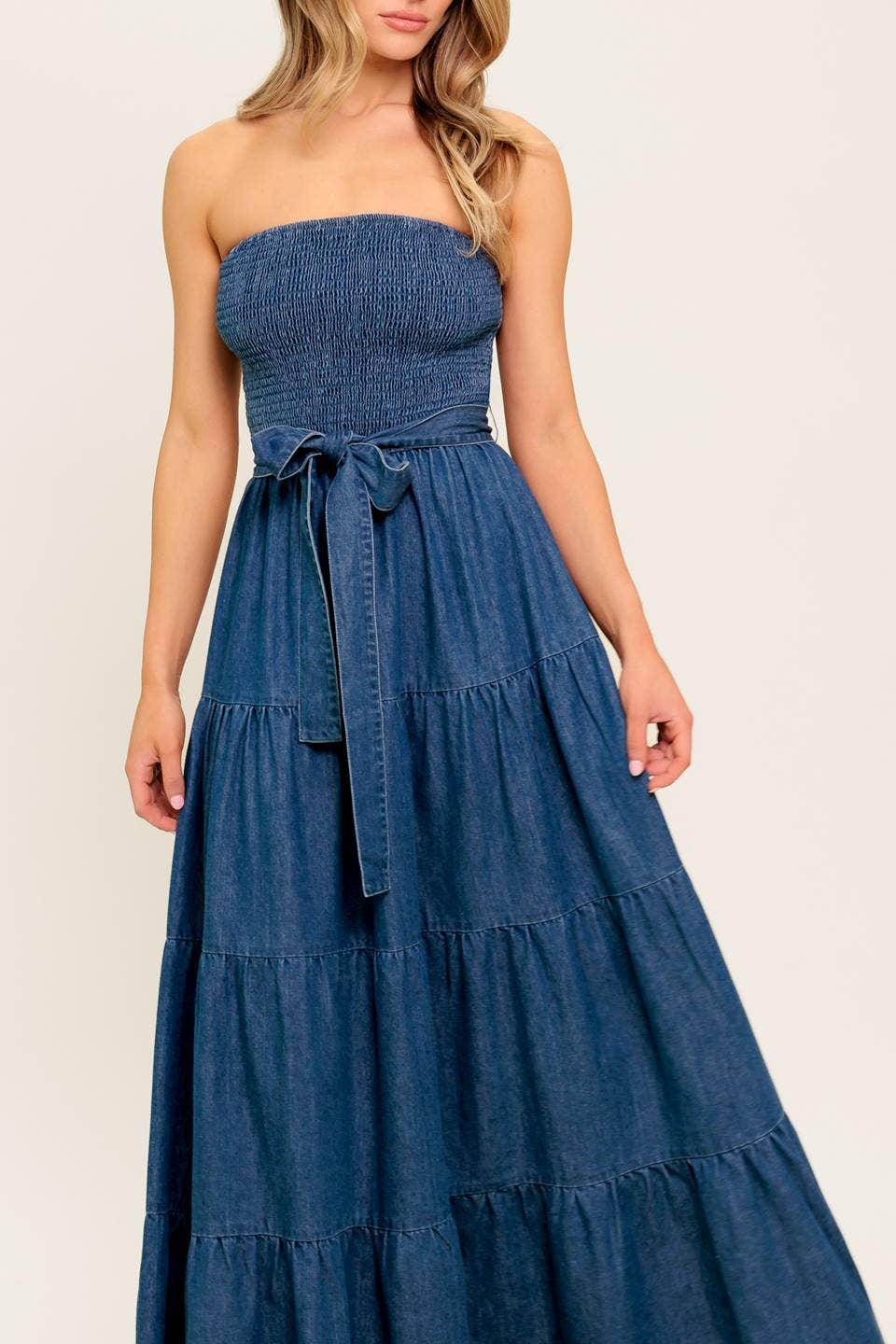The Hattie Denim Tiered Dress