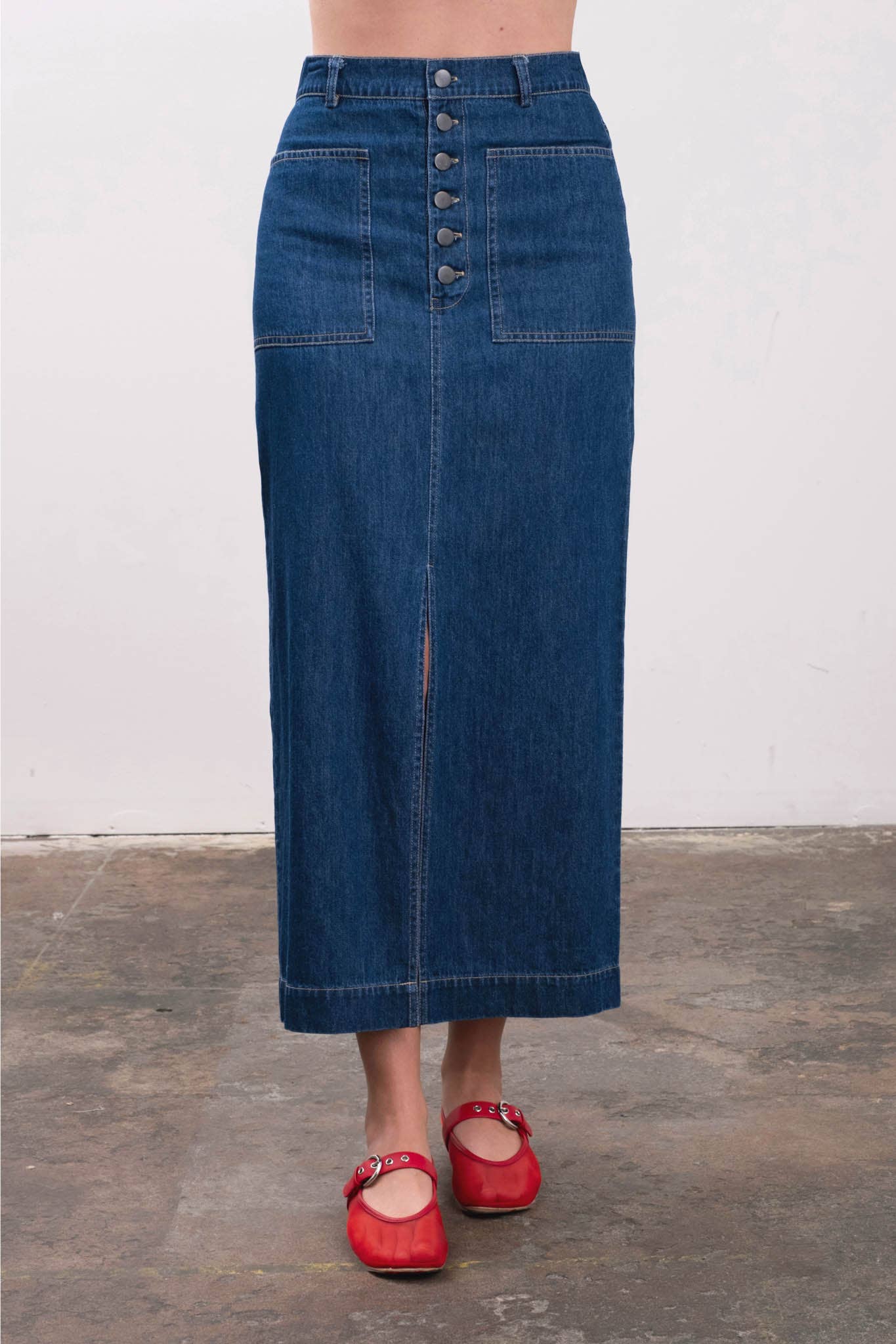 The Diana Denim Midi Skirt Set