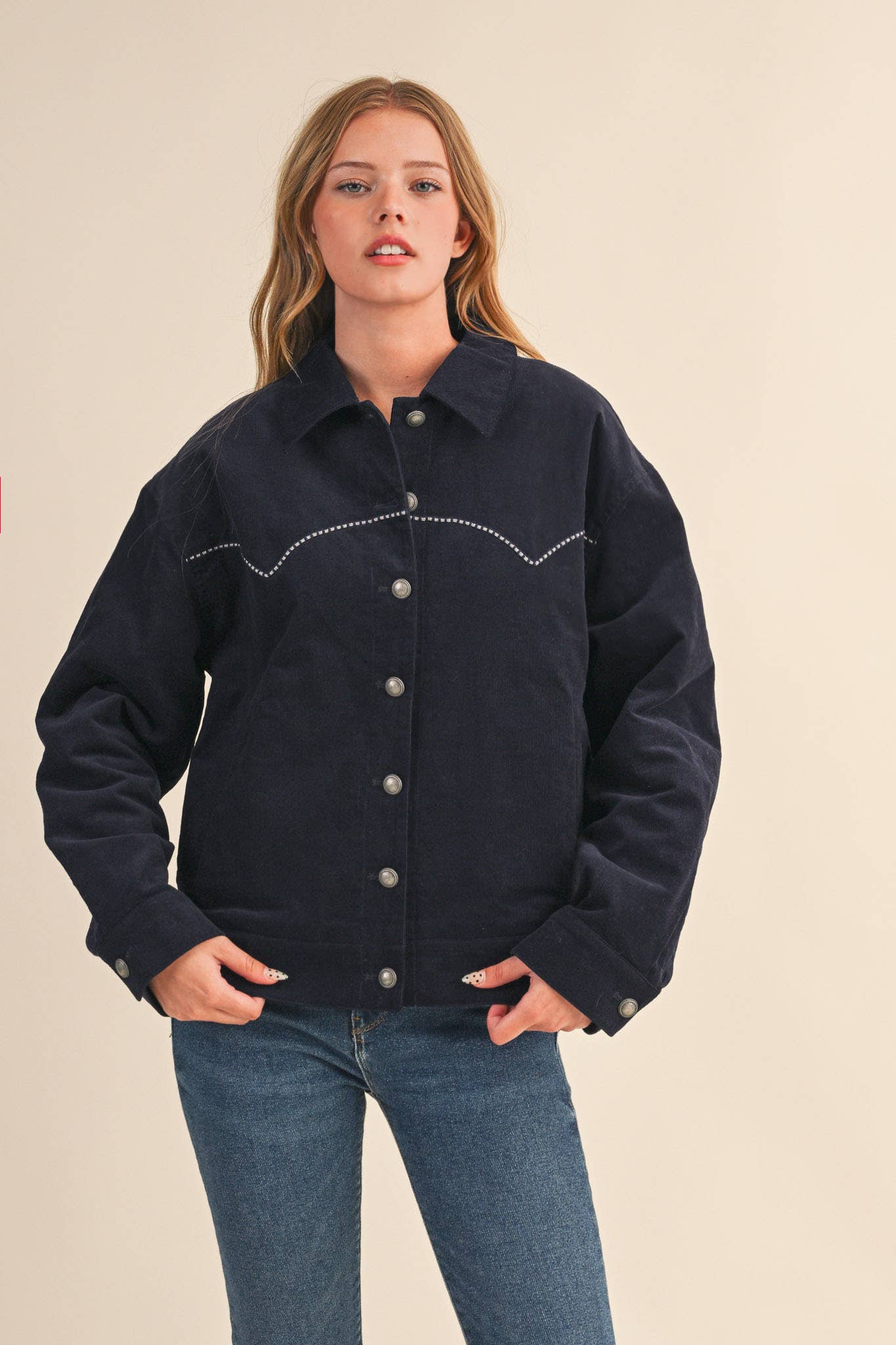 The Evie Floral Embroidered Corduroy Jacket