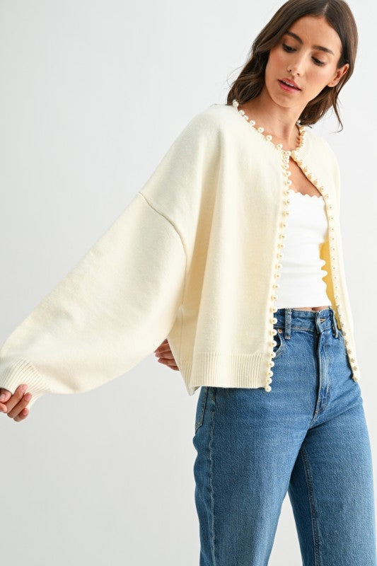 The Ava Pearl Embellished Cardigan
