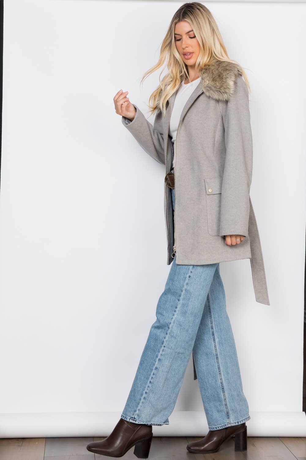 The Aspen Ridge Faux Fur Belted Coat