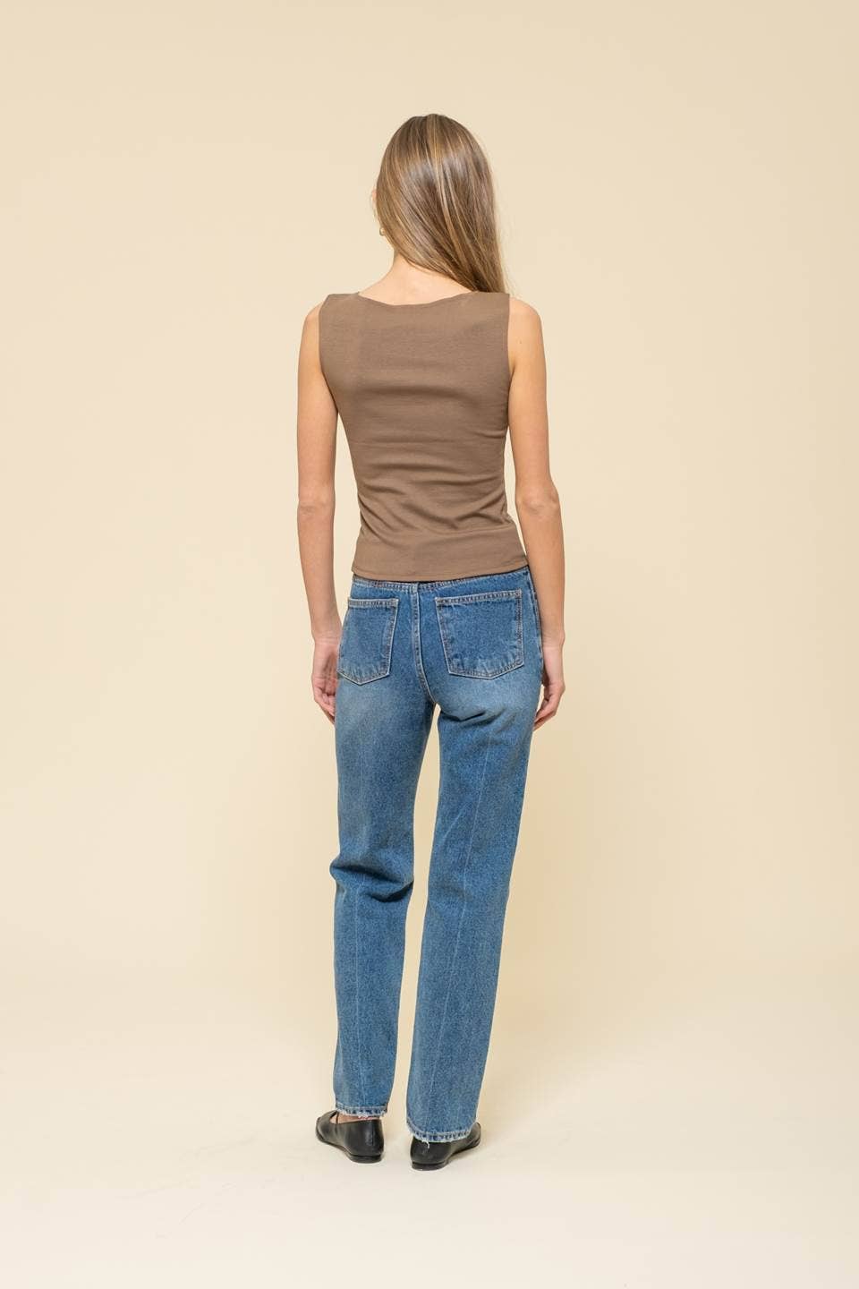 The Twila Sleeveless Knit Tank Top in Mocha