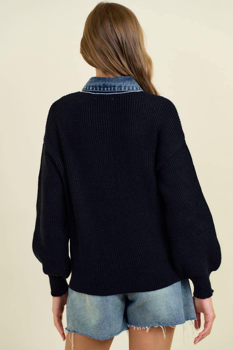 The Denver Denim Contrast Sweater